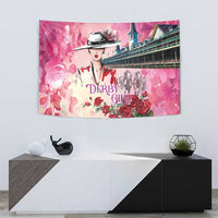 Kentucky Horses Racing Tapestry Churchill Downs Derby Girl Watercolor Style