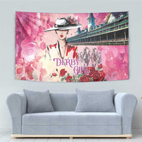 Kentucky Horses Racing Tapestry Churchill Downs Derby Girl Watercolor Style