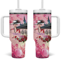 Kentucky Horses Racing Tumbler With Handle Churchill Downs Derby Girl Watercolor Style