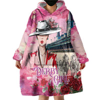 Kentucky Horses Racing Wearable Blanket Hoodie Churchill Downs Derby Girl Watercolor Style