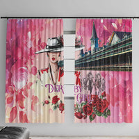Kentucky Horses Racing Window Curtain Churchill Downs Derby Girl Watercolor Style