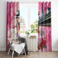 Kentucky Horses Racing Window Curtain Churchill Downs Derby Girl Watercolor Style