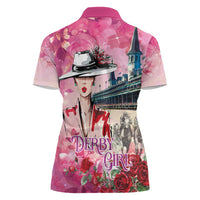 Kentucky Horses Racing Women Polo Shirt Churchill Downs Derby Girl Watercolor Style