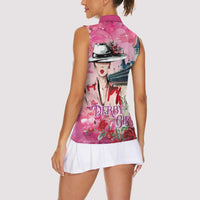 Kentucky Horses Racing Women Sleeveless Polo Shirt Churchill Downs Derby Girl Watercolor Style