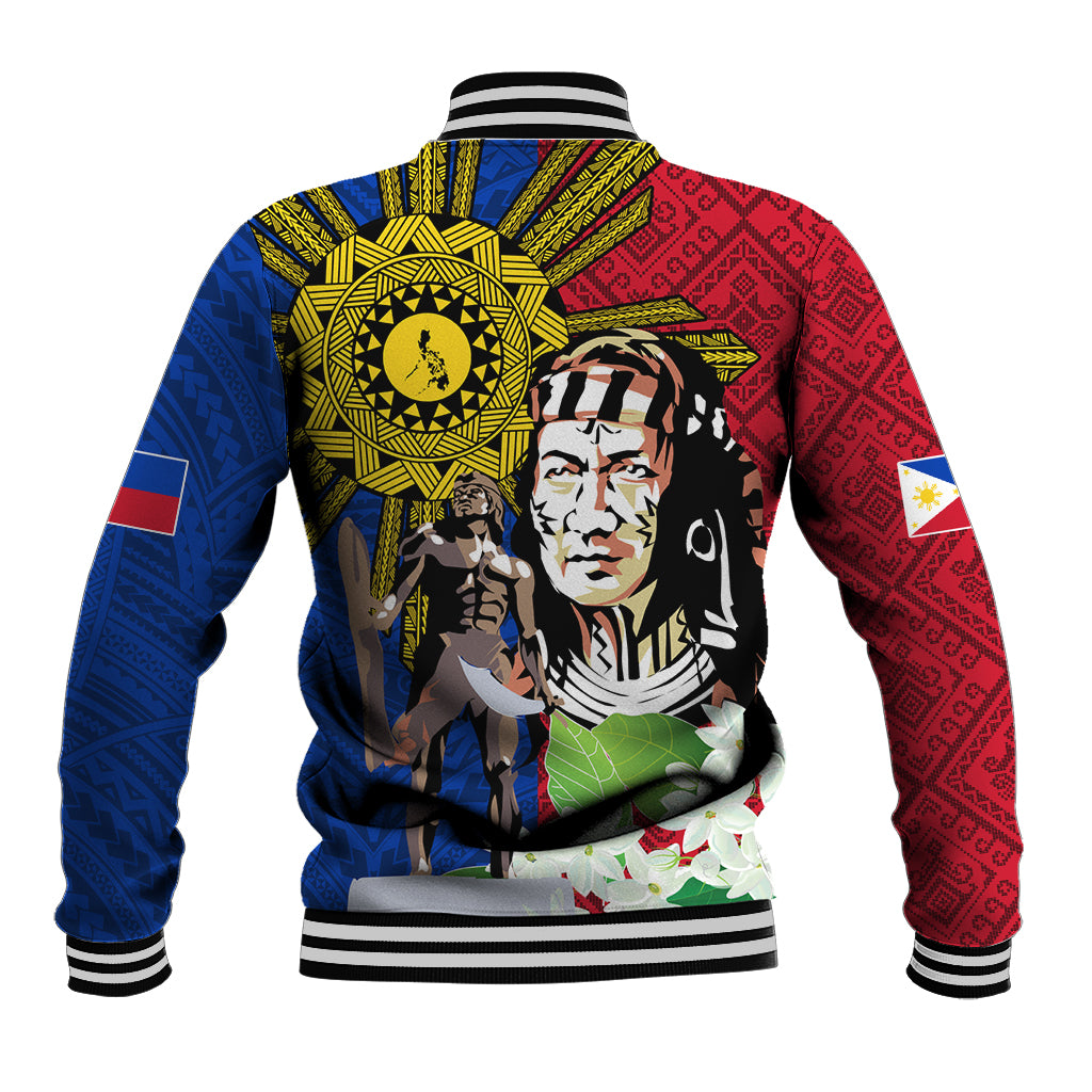 Philippines Lapu-Lapu Baseball Jacket Filipino Sun Tattoo With Yakan Pattern - Wonder Print Shop