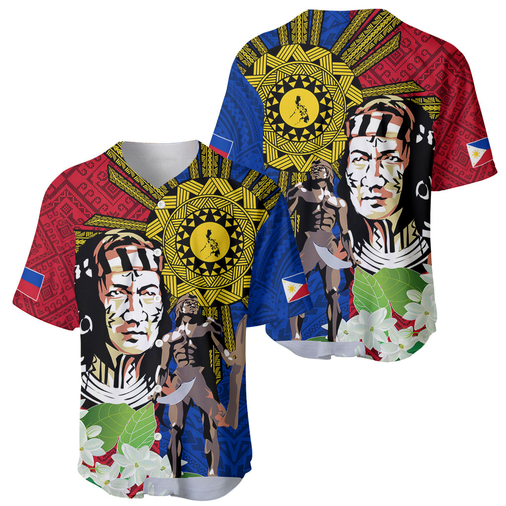 Philippines Lapu-Lapu Baseball Jersey Filipino Sun Tattoo With Yakan Pattern - Wonder Print Shop