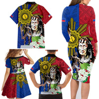 Philippines Lapu-Lapu Family Matching Long Sleeve Bodycon Dress and Hawaiian Shirt Filipino Sun Tattoo With Yakan Pattern - Wonder Print Shop