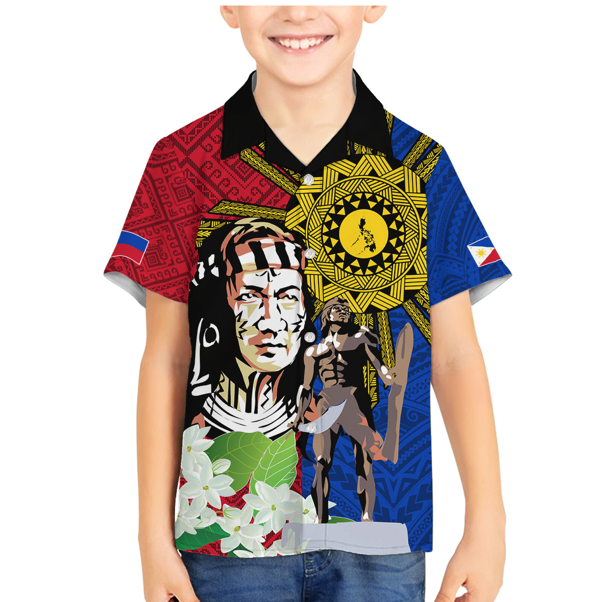 Philippines Lapu-Lapu Family Matching Mermaid Dress and Hawaiian Shirt Filipino Sun Tattoo With Yakan Pattern - Wonder Print Shop