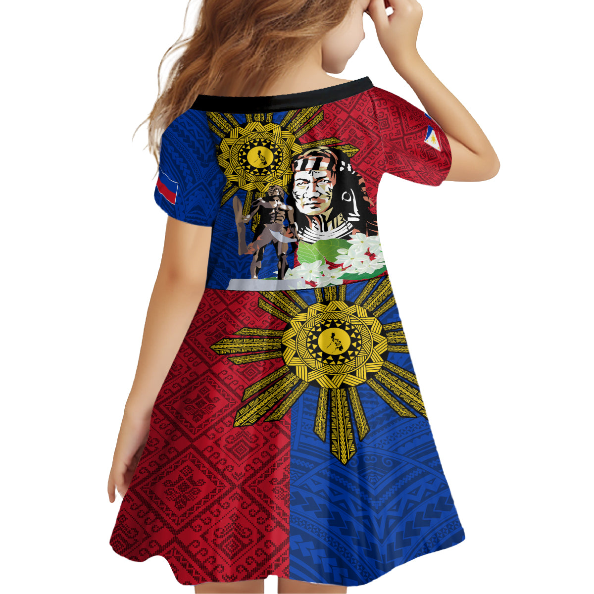 Philippines Lapu-Lapu Family Matching Off Shoulder Short Dress and Hawaiian Shirt Filipino Sun Tattoo With Yakan Pattern - Wonder Print Shop