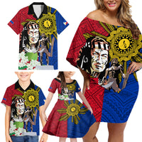 Philippines Lapu-Lapu Family Matching Off Shoulder Short Dress and Hawaiian Shirt Filipino Sun Tattoo With Yakan Pattern - Wonder Print Shop