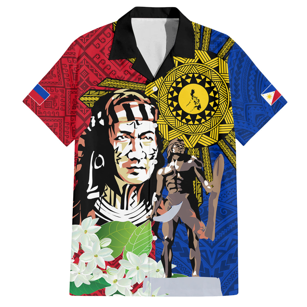 Philippines Lapu-Lapu Family Matching Off Shoulder Short Dress and Hawaiian Shirt Filipino Sun Tattoo With Yakan Pattern - Wonder Print Shop