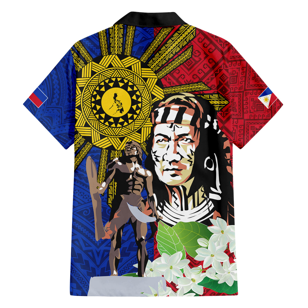 Philippines Lapu-Lapu Family Matching Off Shoulder Short Dress and Hawaiian Shirt Filipino Sun Tattoo With Yakan Pattern - Wonder Print Shop