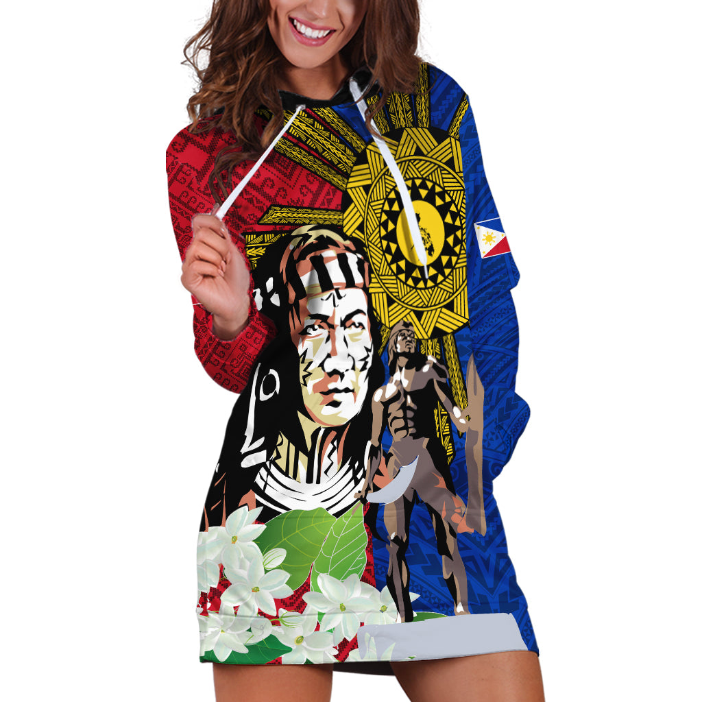 Philippines Lapu-Lapu Hoodie Dress Filipino Sun Tattoo With Yakan Pattern - Wonder Print Shop