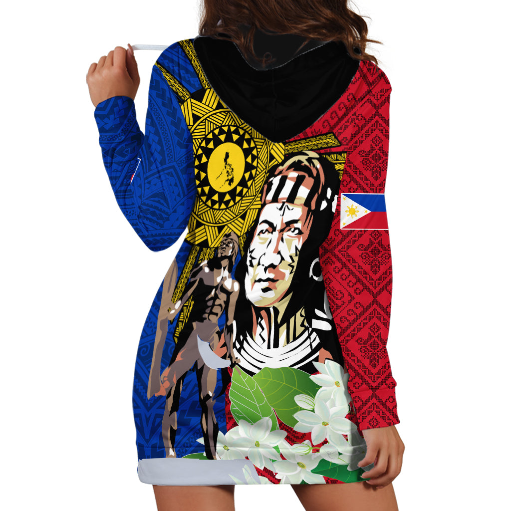 Philippines Lapu-Lapu Hoodie Dress Filipino Sun Tattoo With Yakan Pattern - Wonder Print Shop