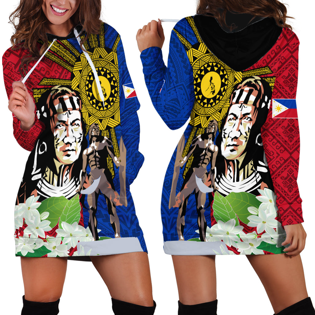 Philippines Lapu-Lapu Hoodie Dress Filipino Sun Tattoo With Yakan Pattern - Wonder Print Shop