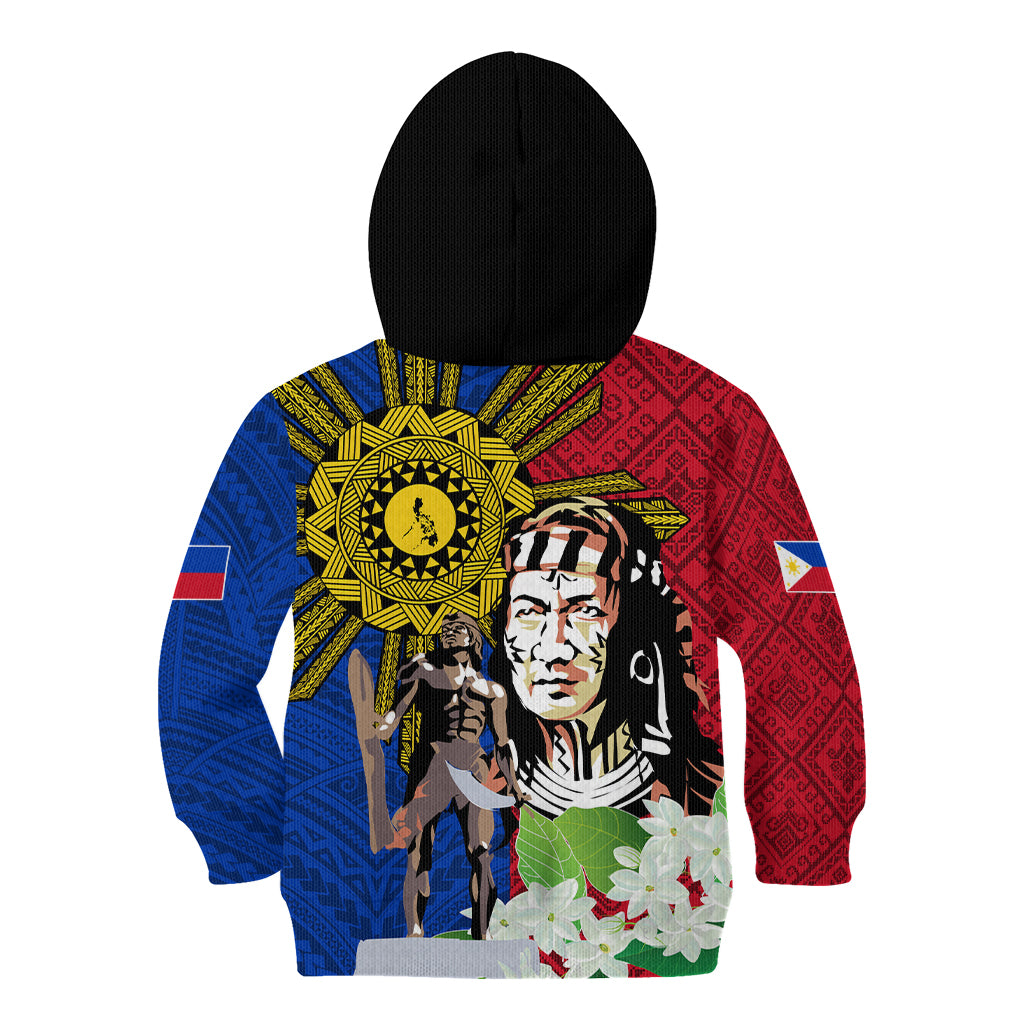 Philippines Lapu-Lapu Kid Hoodie Filipino Sun Tattoo With Yakan Pattern - Wonder Print Shop
