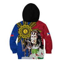 Philippines Lapu-Lapu Kid Hoodie Filipino Sun Tattoo With Yakan Pattern - Wonder Print Shop