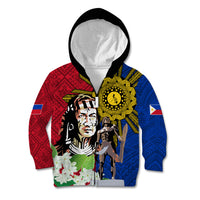 Philippines Lapu-Lapu Kid Hoodie Filipino Sun Tattoo With Yakan Pattern - Wonder Print Shop