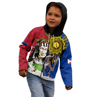 Philippines Lapu-Lapu Kid Hoodie Filipino Sun Tattoo With Yakan Pattern - Wonder Print Shop