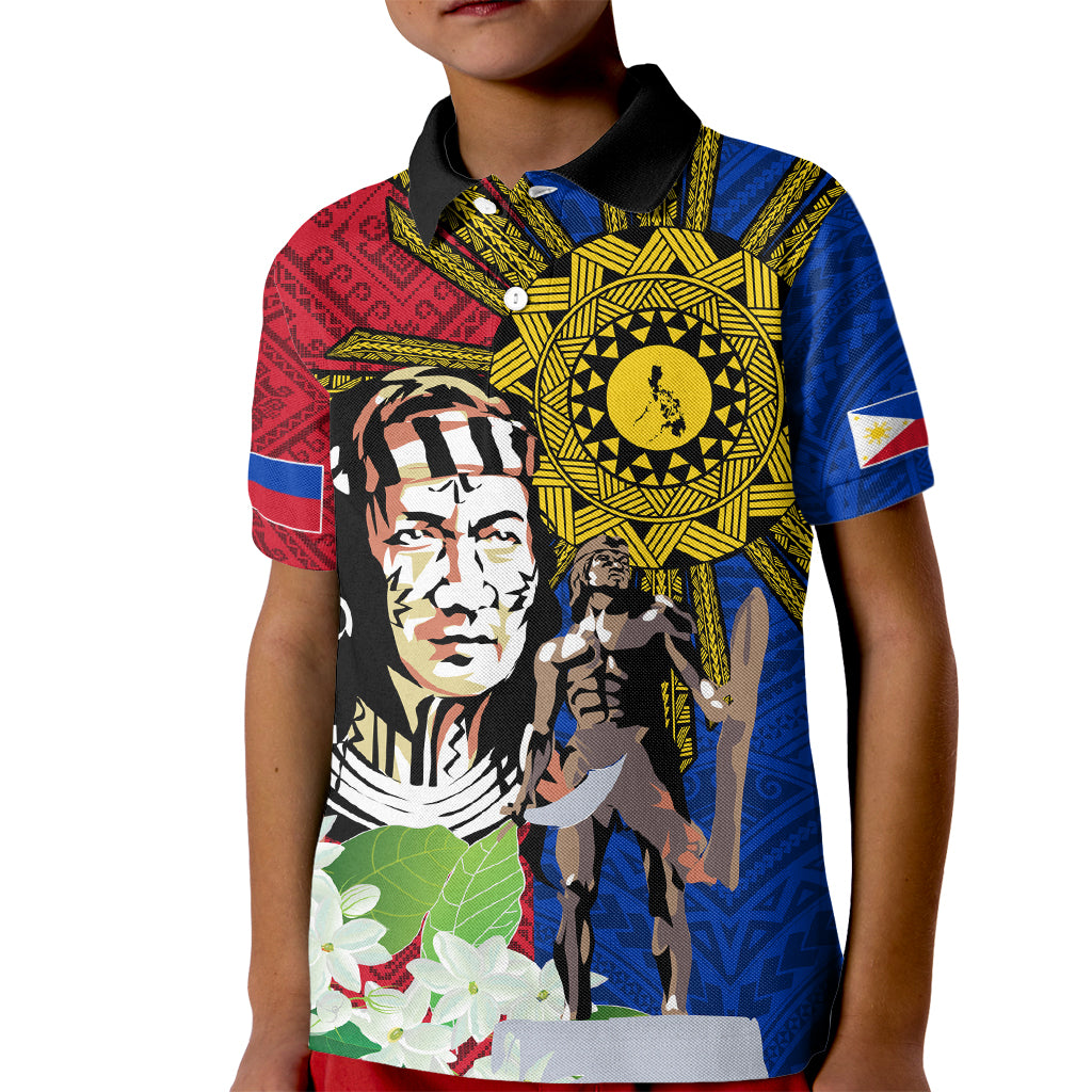 Philippines Lapu-Lapu Kid Polo Shirt Filipino Sun Tattoo With Yakan Pattern - Wonder Print Shop