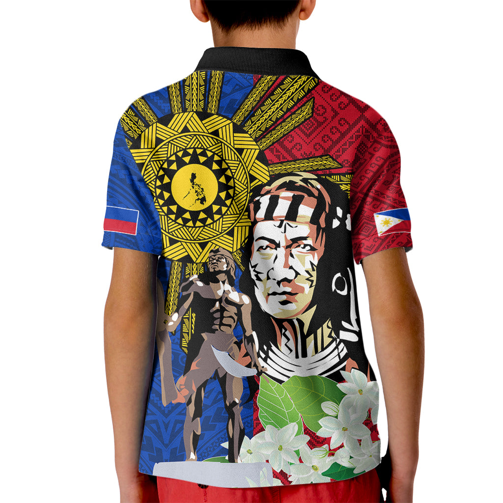 Philippines Lapu-Lapu Kid Polo Shirt Filipino Sun Tattoo With Yakan Pattern - Wonder Print Shop