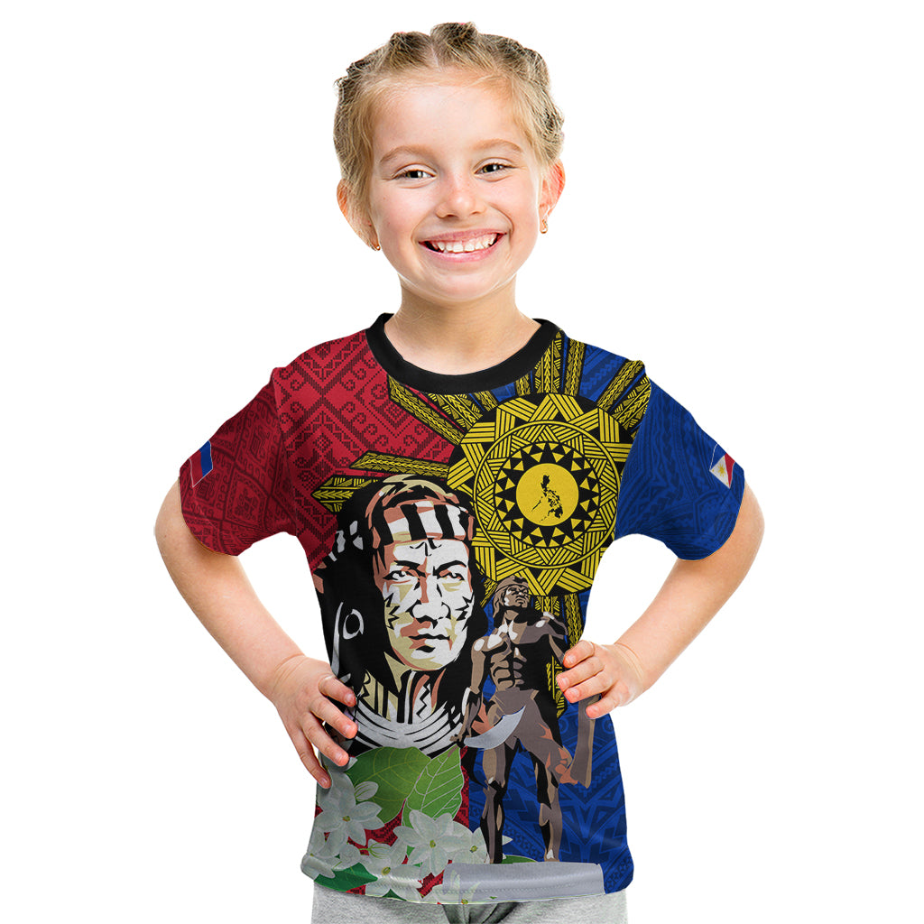 Philippines Lapu-Lapu Kid T Shirt Filipino Sun Tattoo With Yakan Pattern - Wonder Print Shop