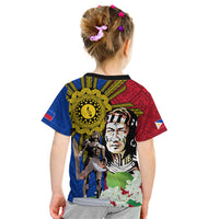 Philippines Lapu-Lapu Kid T Shirt Filipino Sun Tattoo With Yakan Pattern - Wonder Print Shop