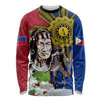 Philippines Lapu-Lapu Long Sleeve Shirt Filipino Sun Tattoo With Yakan Pattern - Wonder Print Shop