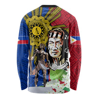 Philippines Lapu-Lapu Long Sleeve Shirt Filipino Sun Tattoo With Yakan Pattern - Wonder Print Shop