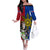 Philippines Lapu-Lapu Off The Shoulder Long Sleeve Dress Filipino Sun Tattoo With Yakan Pattern - Wonder Print Shop