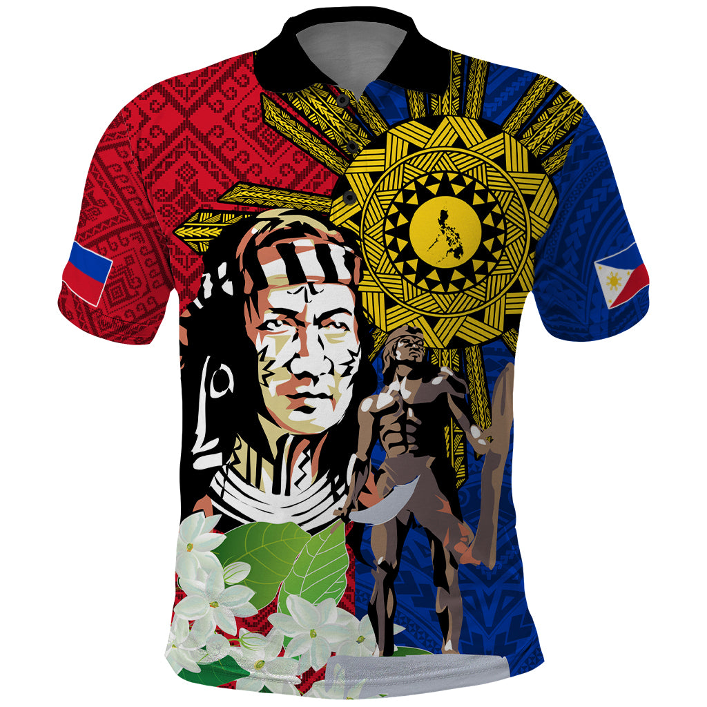 Philippines Lapu-Lapu Polo Shirt Filipino Sun Tattoo With Yakan Pattern - Wonder Print Shop