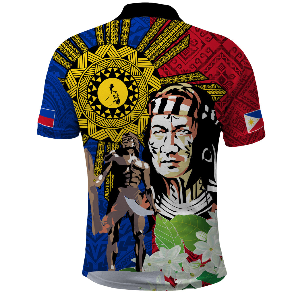 Philippines Lapu-Lapu Polo Shirt Filipino Sun Tattoo With Yakan Pattern - Wonder Print Shop