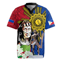 Philippines Lapu-Lapu Rugby Jersey Filipino Sun Tattoo With Yakan Pattern - Wonder Print Shop
