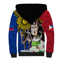 Philippines Lapu-Lapu Sherpa Hoodie Filipino Sun Tattoo With Yakan Pattern - Wonder Print Shop