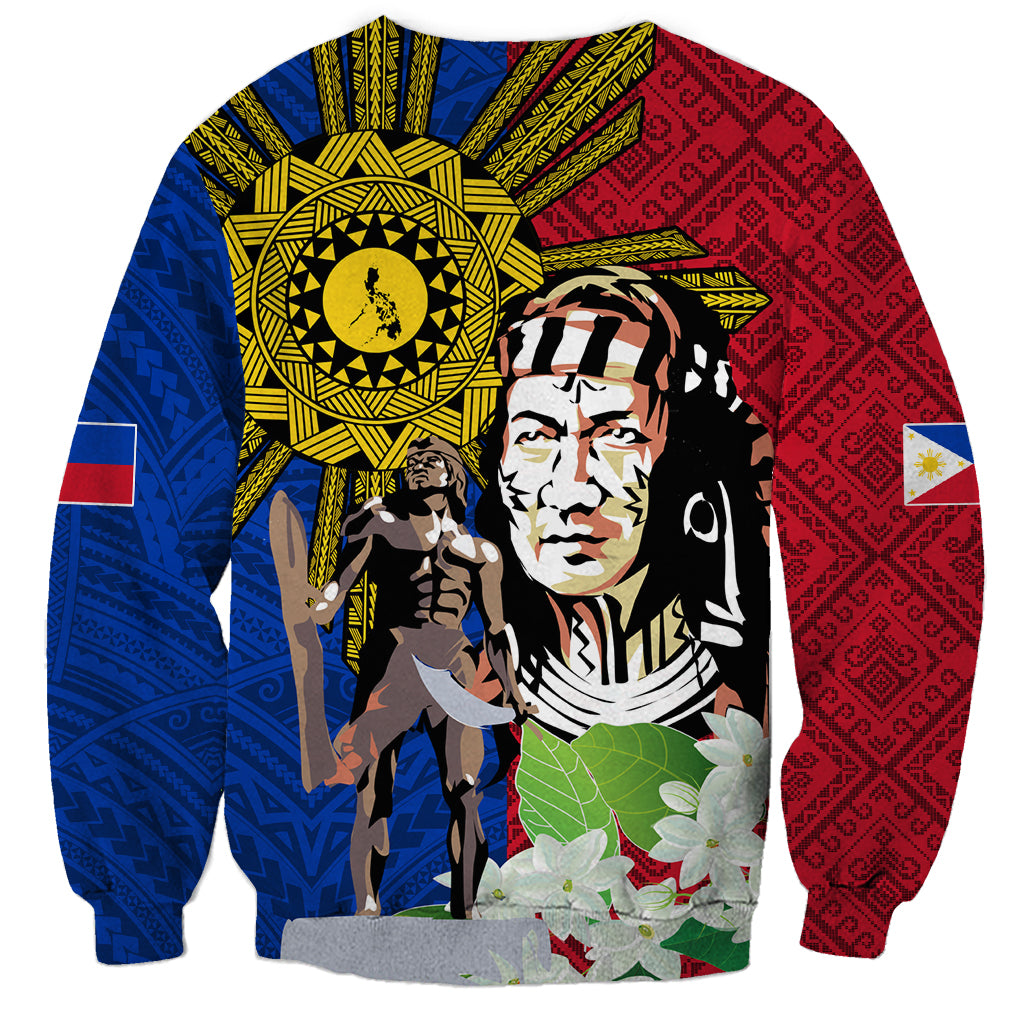 Philippines Lapu-Lapu Sweatshirt Filipino Sun Tattoo With Yakan Pattern - Wonder Print Shop