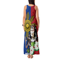 Philippines Lapu-Lapu Tank Maxi Dress Filipino Sun Tattoo With Yakan Pattern - Wonder Print Shop