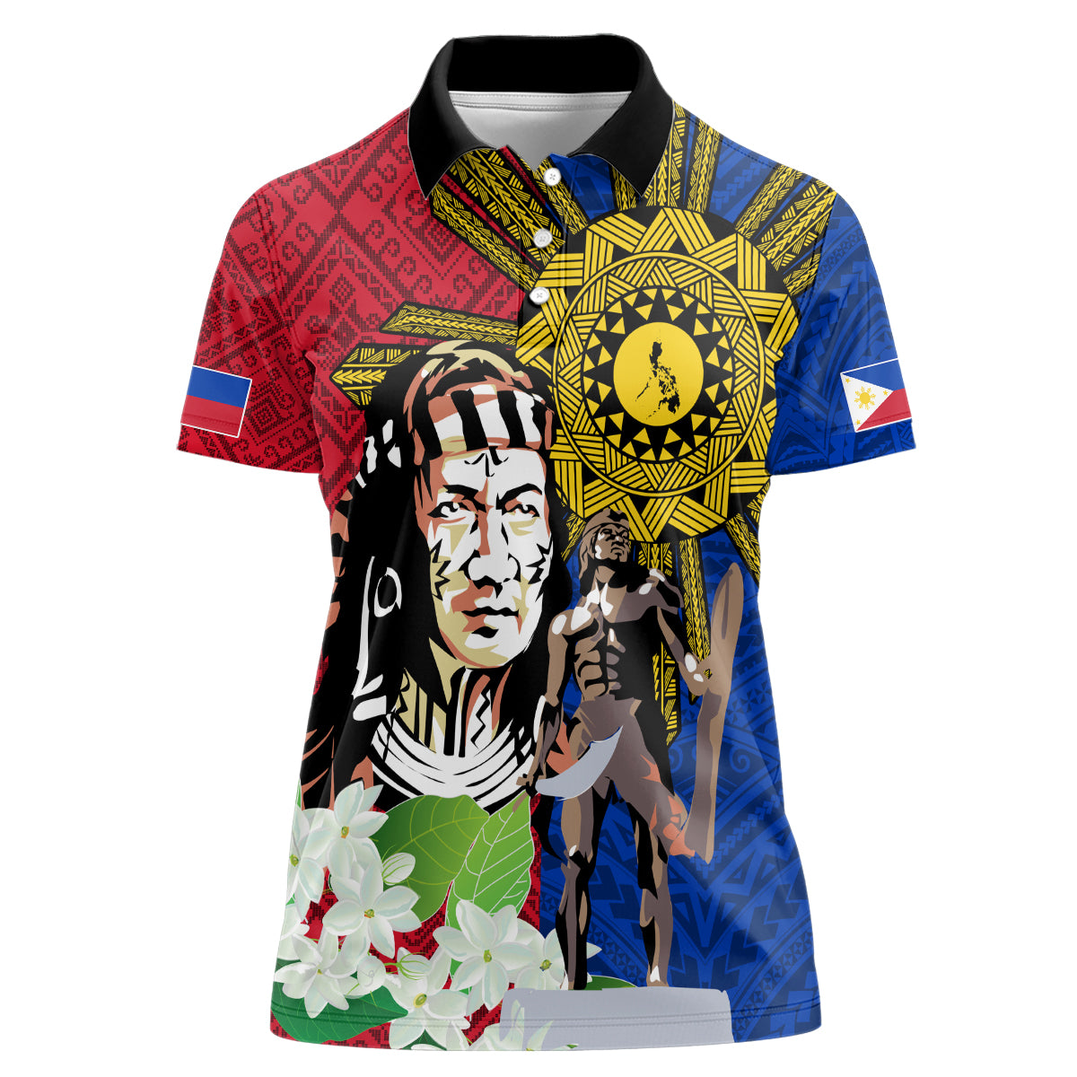 Philippines Lapu-Lapu Women Polo Shirt Filipino Sun Tattoo With Yakan Pattern - Wonder Print Shop