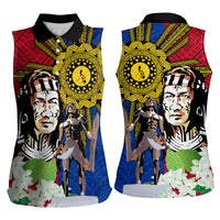 Philippines Lapu-Lapu Women Sleeveless Polo Shirt Filipino Sun Tattoo With Yakan Pattern - Wonder Print Shop