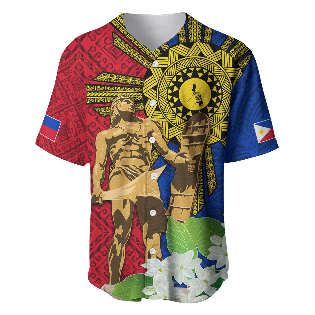Philippines Lapu Lapu King Jasmine Flowers Baseball Jersey Filipino Sun Tattoo - Wonder Print Shop