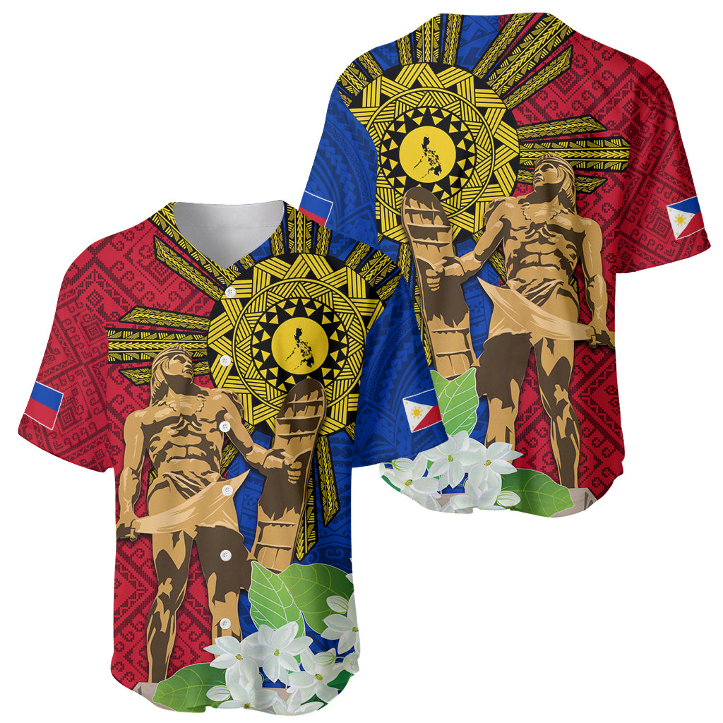 Philippines Lapu Lapu King Jasmine Flowers Baseball Jersey Filipino Sun Tattoo - Wonder Print Shop