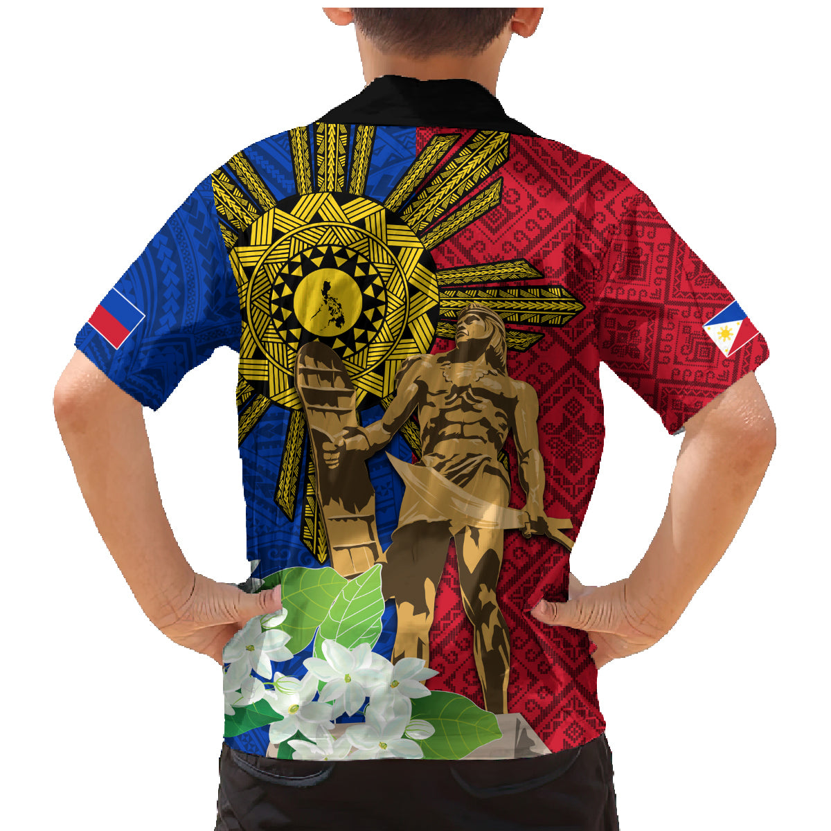 Philippines Lapu Lapu King Jasmine Flowers Family Matching Mermaid Dress and Hawaiian Shirt Filipino Sun Tattoo - Wonder Print Shop