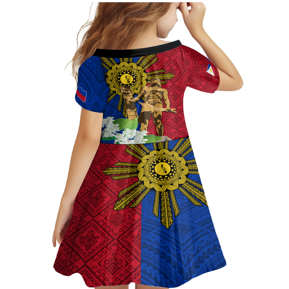 Philippines Lapu Lapu King Jasmine Flowers Family Matching Mermaid Dress and Hawaiian Shirt Filipino Sun Tattoo - Wonder Print Shop