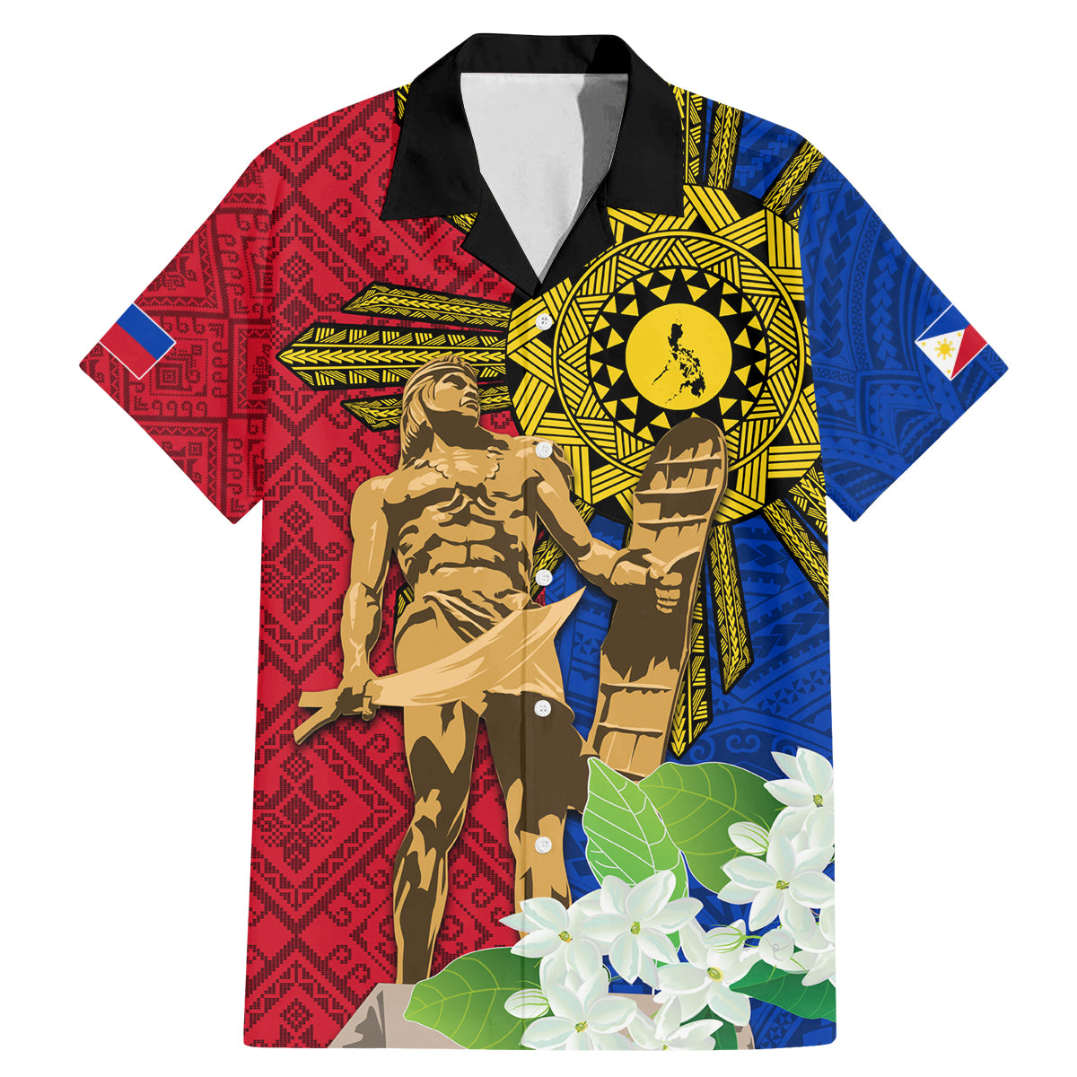 Philippines Lapu Lapu King Jasmine Flowers Family Matching Mermaid Dress and Hawaiian Shirt Filipino Sun Tattoo - Wonder Print Shop