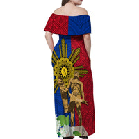 Philippines Lapu Lapu King Jasmine Flowers Family Matching Off Shoulder Maxi Dress and Hawaiian Shirt Filipino Sun Tattoo - Wonder Print Shop