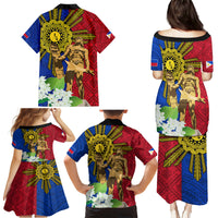 Philippines Lapu Lapu King Jasmine Flowers Family Matching Puletasi and Hawaiian Shirt Filipino Sun Tattoo - Wonder Print Shop