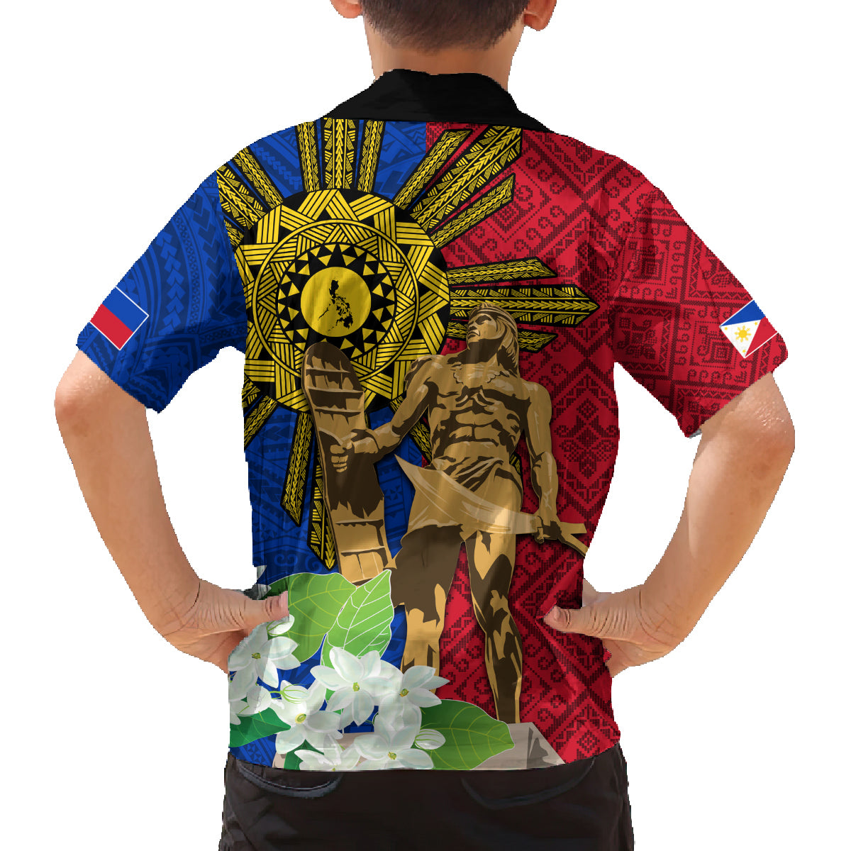 Philippines Lapu Lapu King Jasmine Flowers Family Matching Summer Maxi Dress and Hawaiian Shirt Filipino Sun Tattoo - Wonder Print Shop