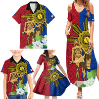 Philippines Lapu Lapu King Jasmine Flowers Family Matching Summer Maxi Dress and Hawaiian Shirt Filipino Sun Tattoo - Wonder Print Shop
