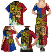 Philippines Lapu Lapu King Jasmine Flowers Family Matching Summer Maxi Dress and Hawaiian Shirt Filipino Sun Tattoo - Wonder Print Shop