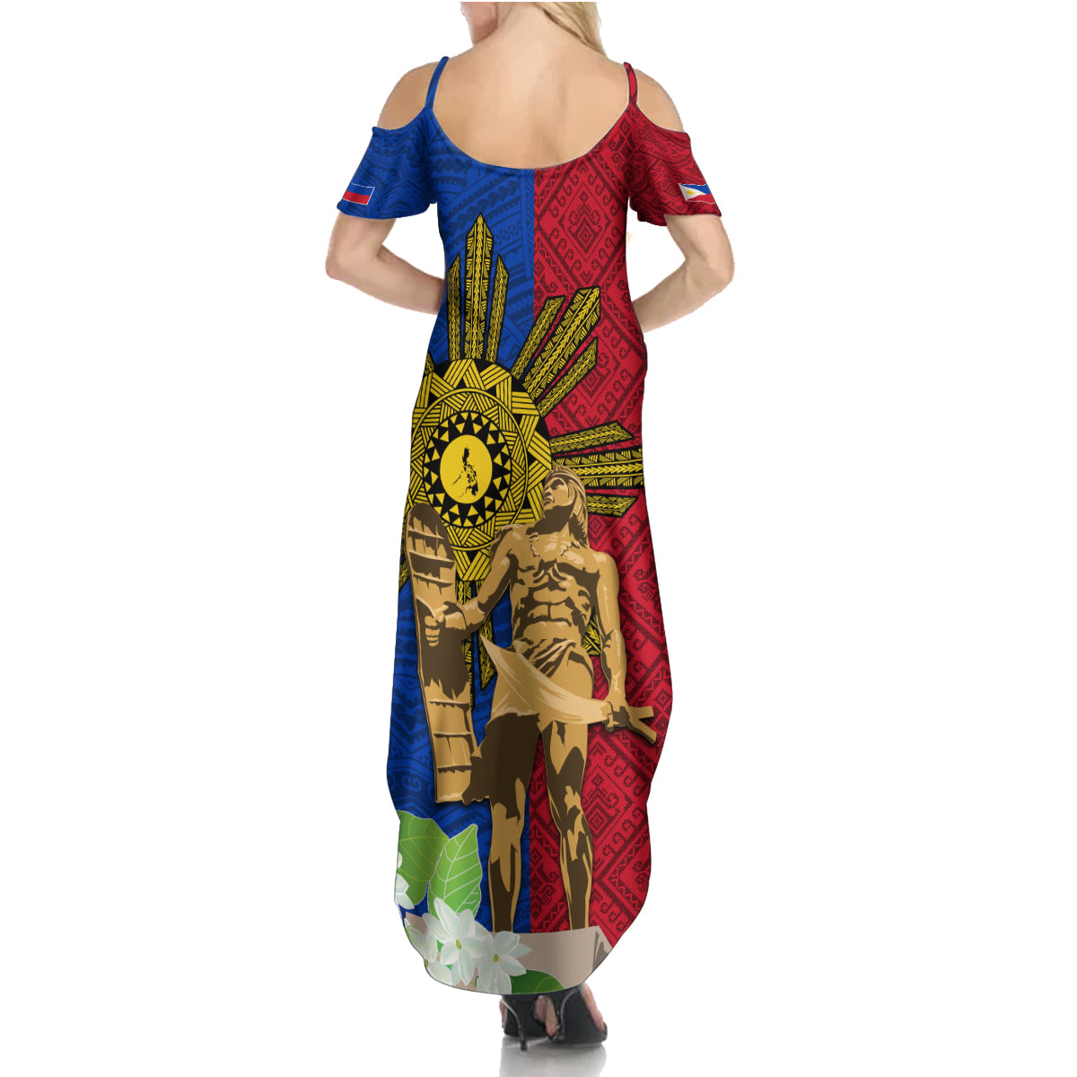 Philippines Lapu Lapu King Jasmine Flowers Family Matching Summer Maxi Dress and Hawaiian Shirt Filipino Sun Tattoo - Wonder Print Shop