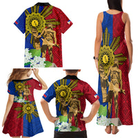 Philippines Lapu Lapu King Jasmine Flowers Family Matching Tank Maxi Dress and Hawaiian Shirt Filipino Sun Tattoo - Wonder Print Shop